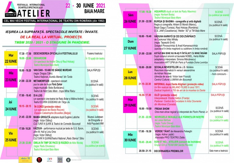 afis ATELIER 27 – informații utile